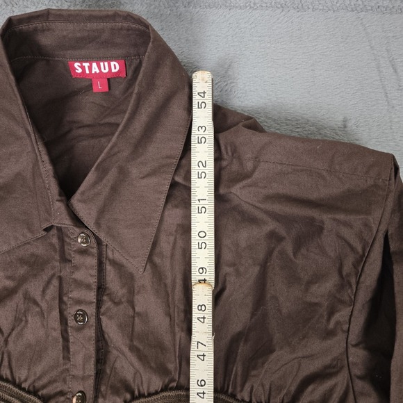 Staud Hazel Dress Womens Large Brown Sweater Knit Combo Long Sleeve Maxi Wool - Picture 8 of 8